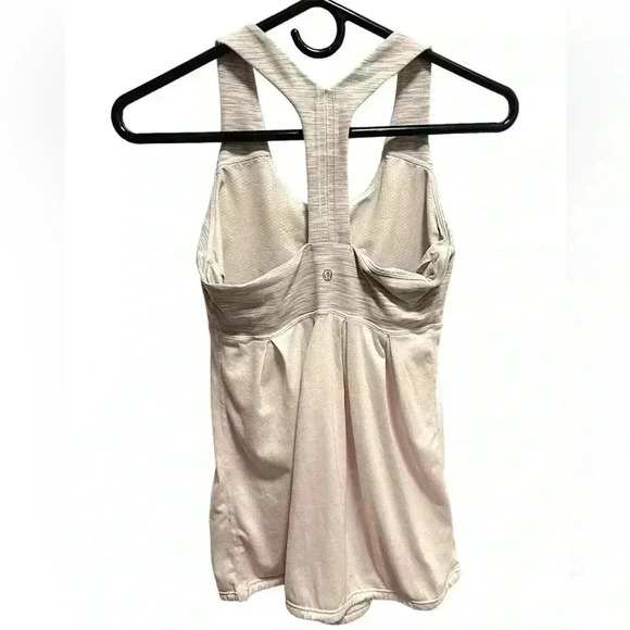 LULULEMON 🍋 LIGHT PINK AND GRAY CROSSBACK TANK TOP WITH BUILT IN BRA - Picture 2 of 3